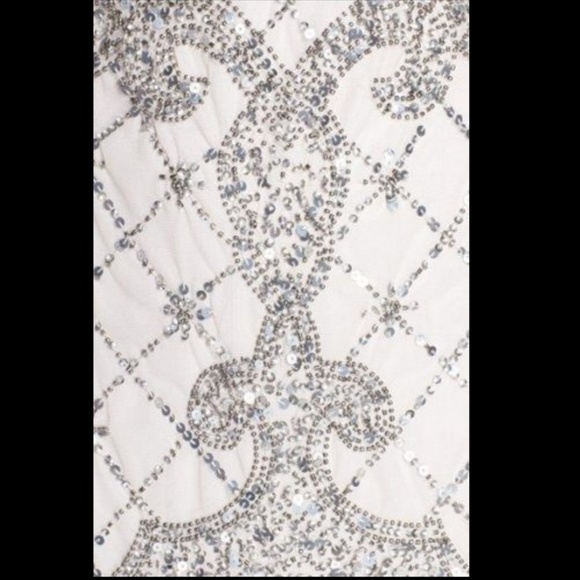 NEW! Adrianna Papell Beaded Trumpet Gown‎ Sequin Platinum Grey RARE [SZ 10 ] - Picture 2 of 7
